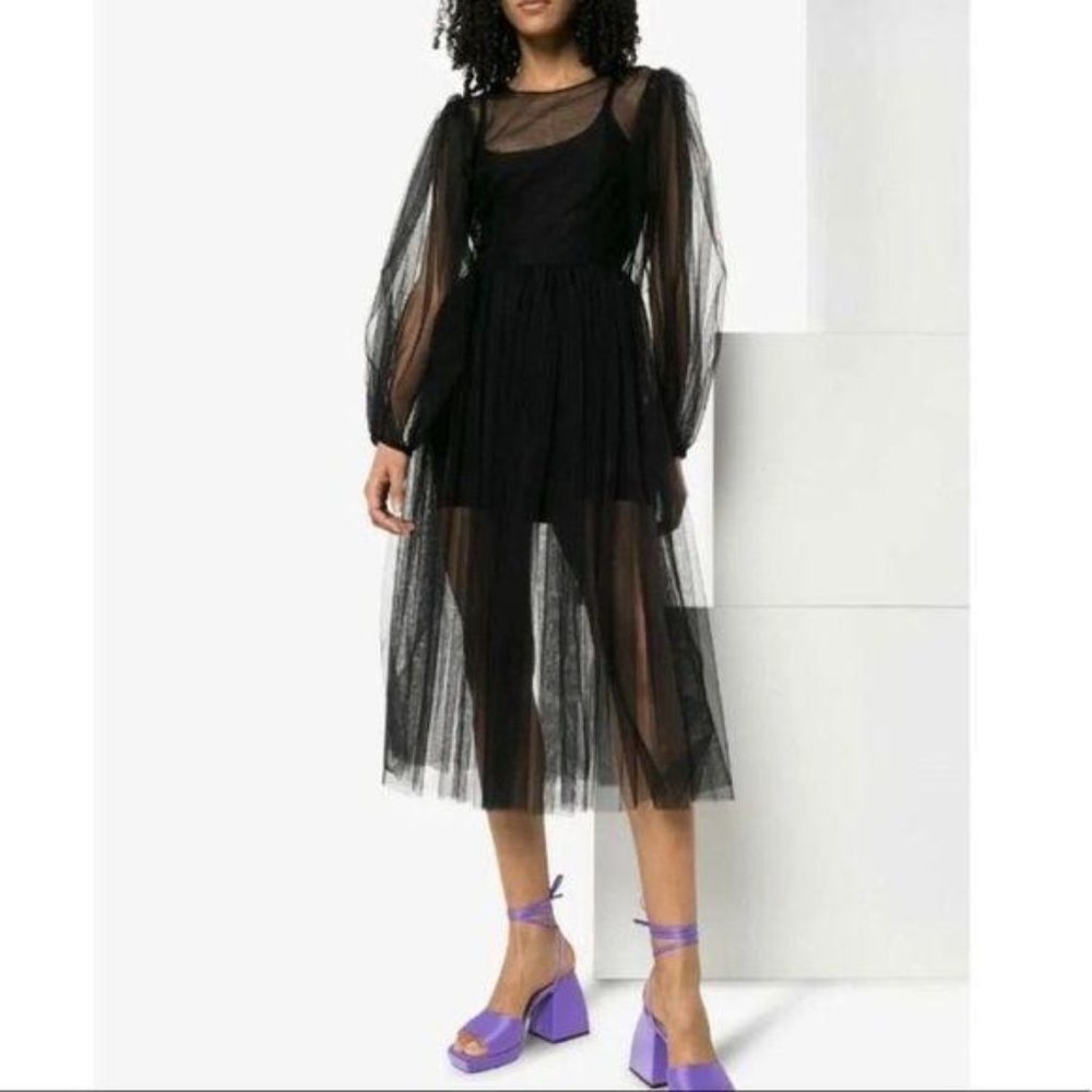 Molly Goddard Areesha Bubble Sleeve Midi Dress - Picture 13 of 13
